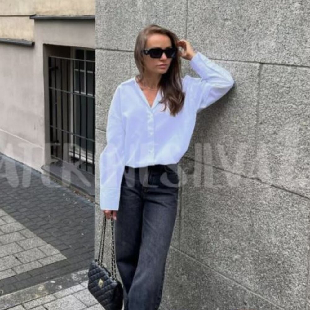 ZARA WOMEN'S SHIRT WHITE OXFORD SIZE M 8372 060 250